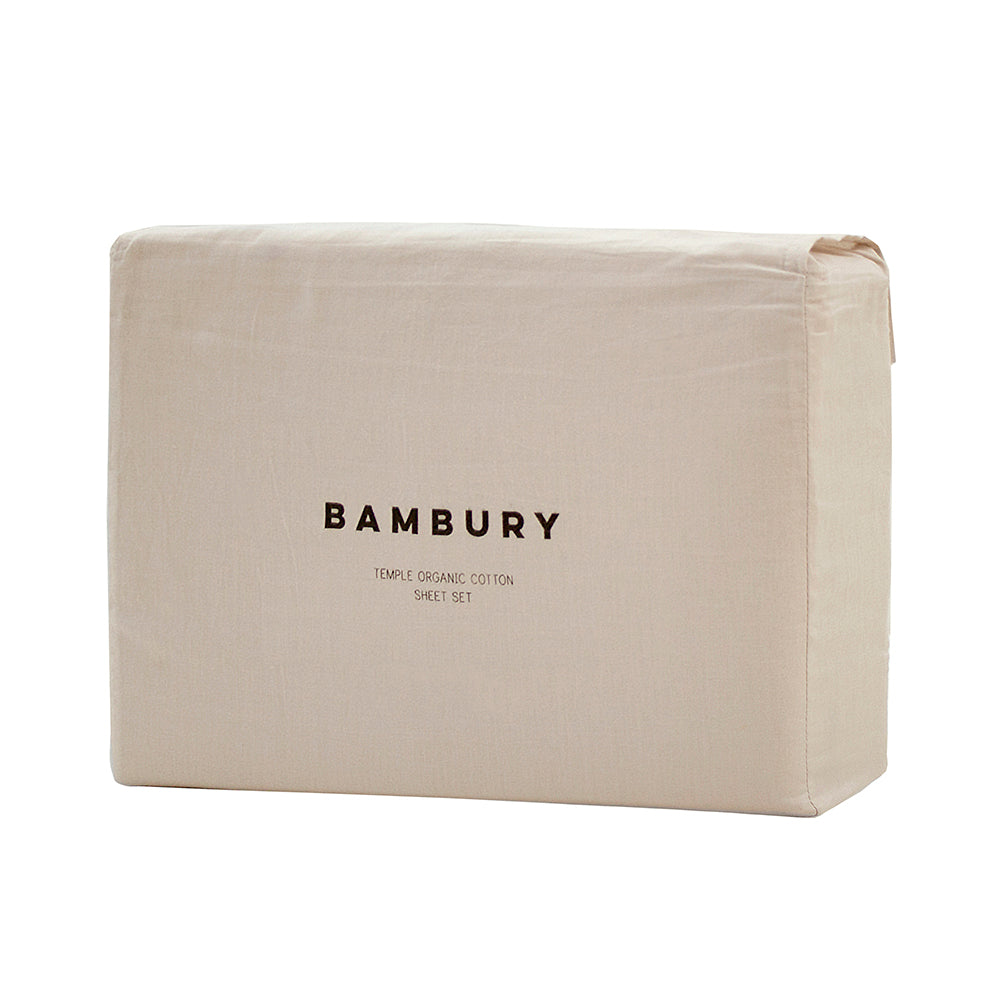 KIng Single Temple Organic Cotton Sheet Set Pebble- Bambury