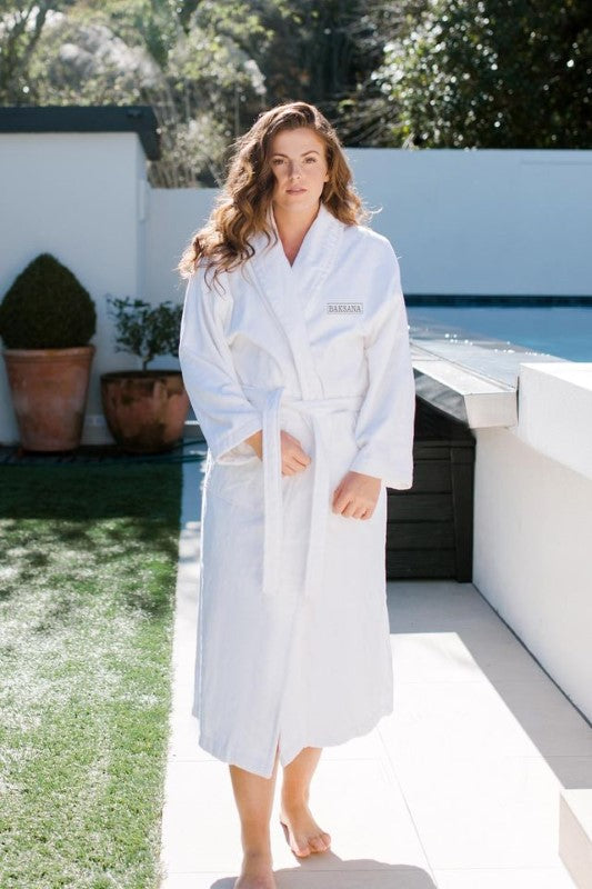 Bathrobe / Robe - Hotel Velour White (O/S) - BAKSANA