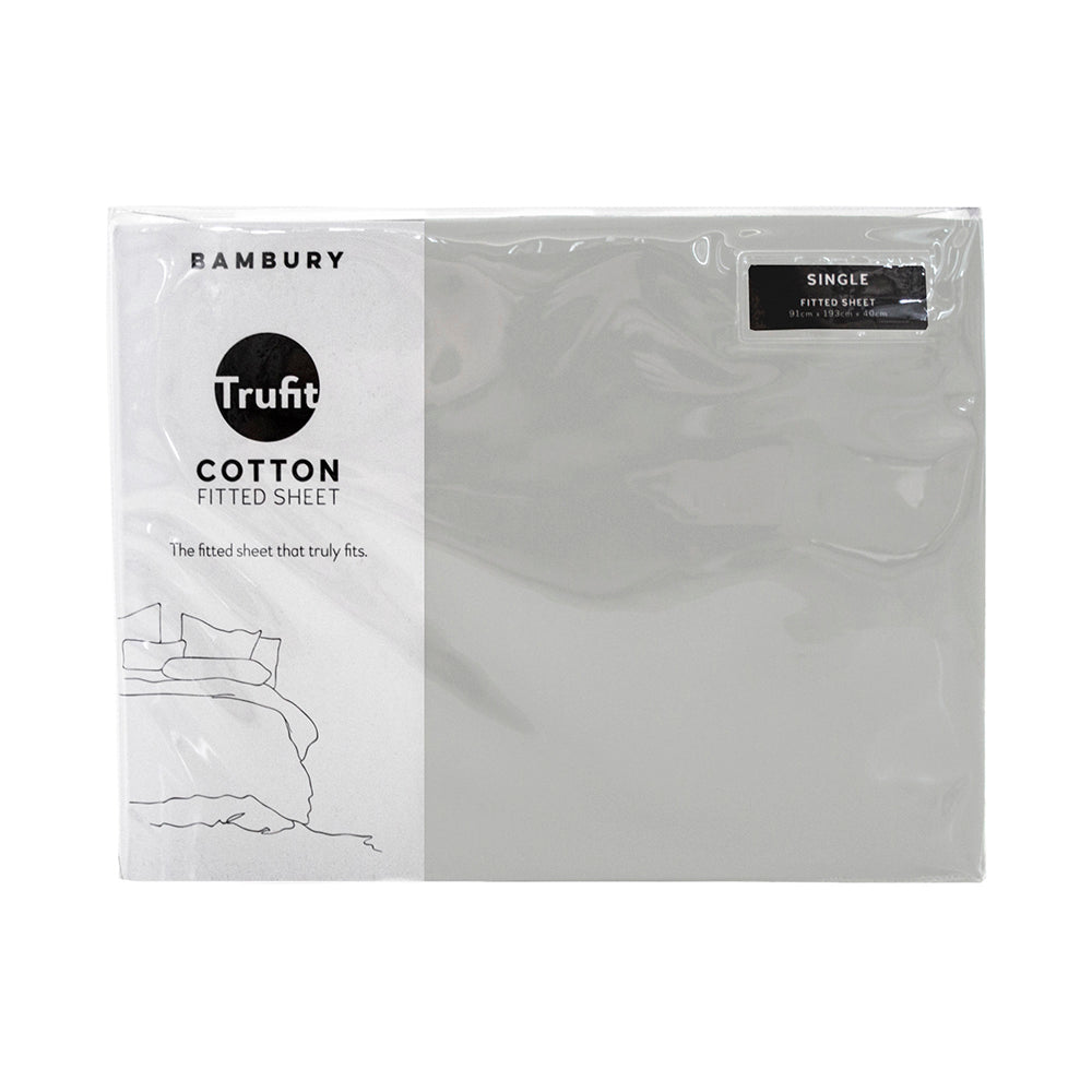 Queen Tru Fit Fitted Sheet Silver- Bambury
