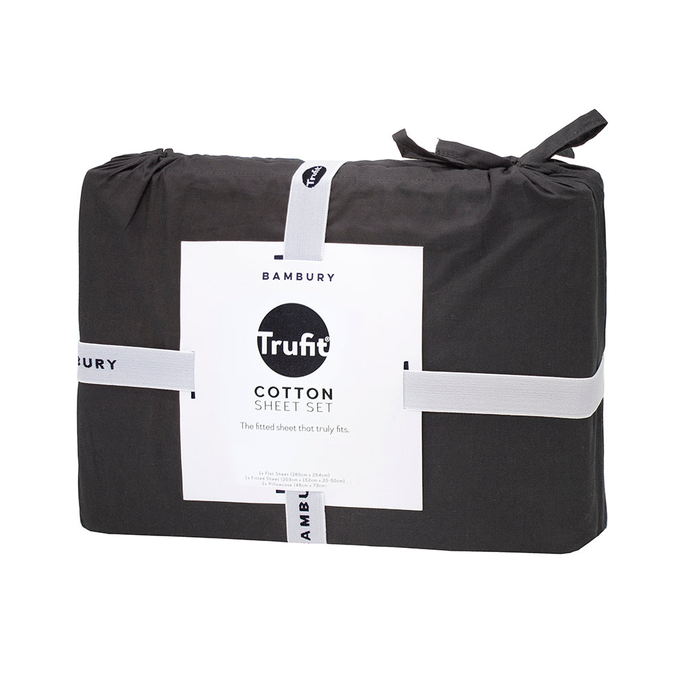 Queen Tru Fit Sheet Set Charcoal- Bambury