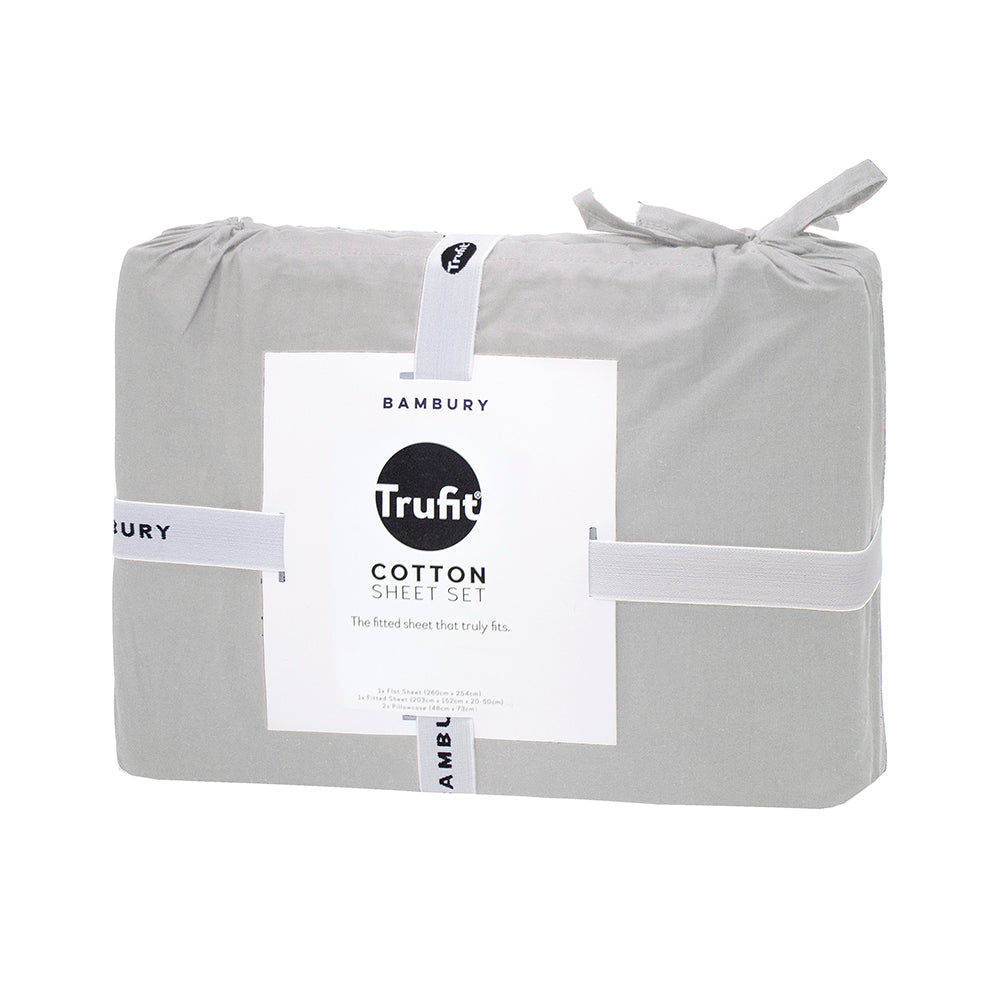 Queen Tru Fit Sheet Set Silver- Bambury