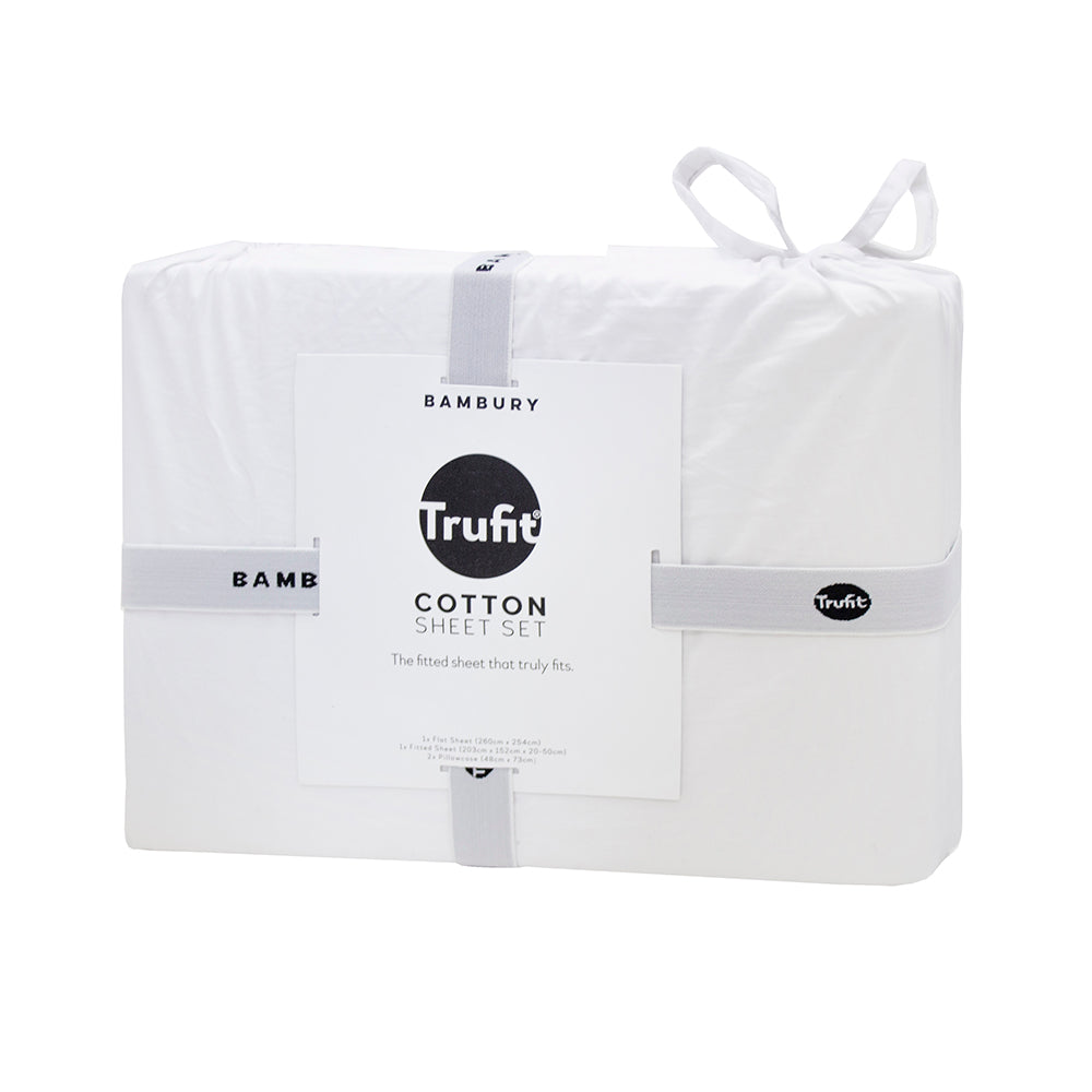 Queen Tru Fit Sheet Set White- Bambury