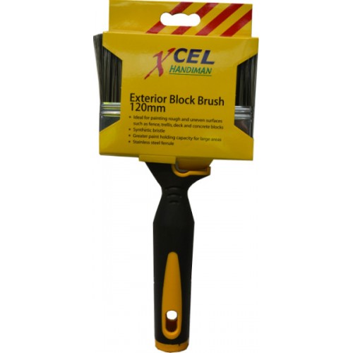 Xcel 120mm Exterior Block Brush for smooth, even coverage on large surfaces with ergonomic grip for comfort.