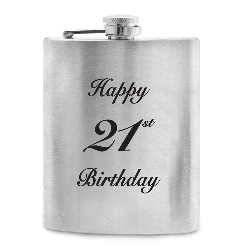 Hip Flask - Stainless Steel - 21st Birthday -210ml