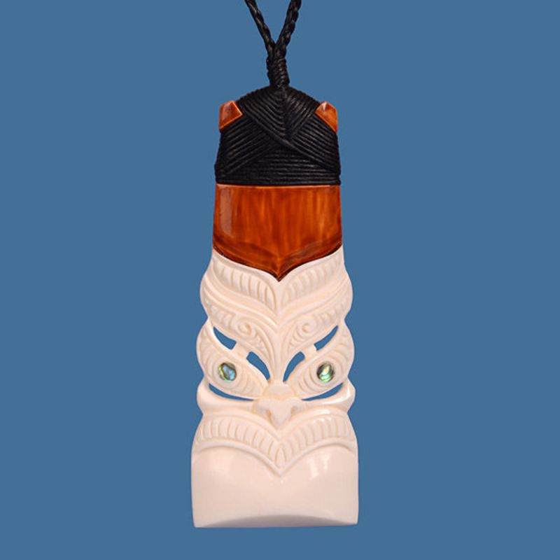 Bone Toki Pendant With Tiki Face