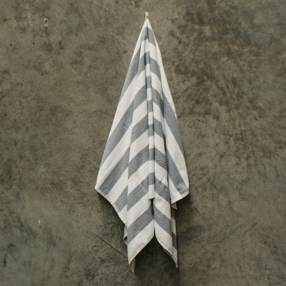 Pool Towel - Weavers Essential Striped (Grey/White)