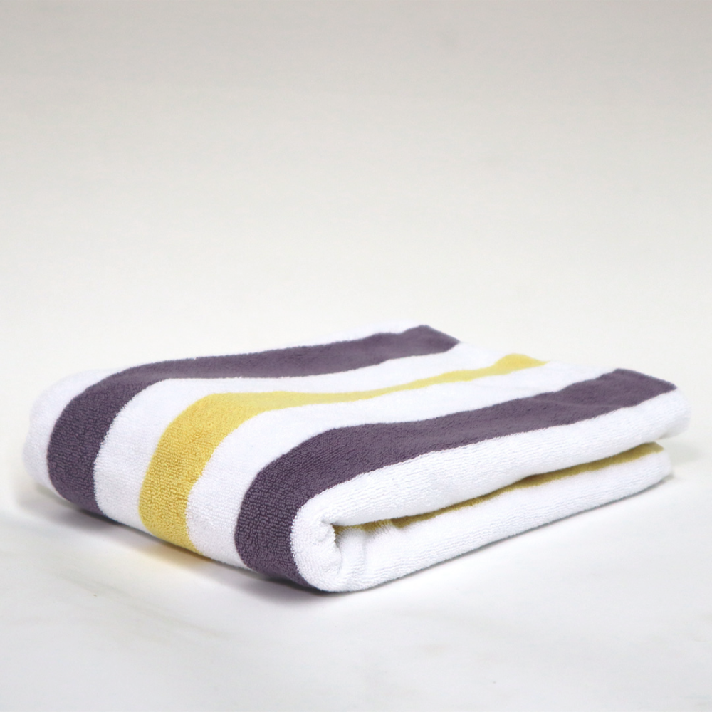 Pool Towel - Weavers Striped 150cm (Yellow/Purple)