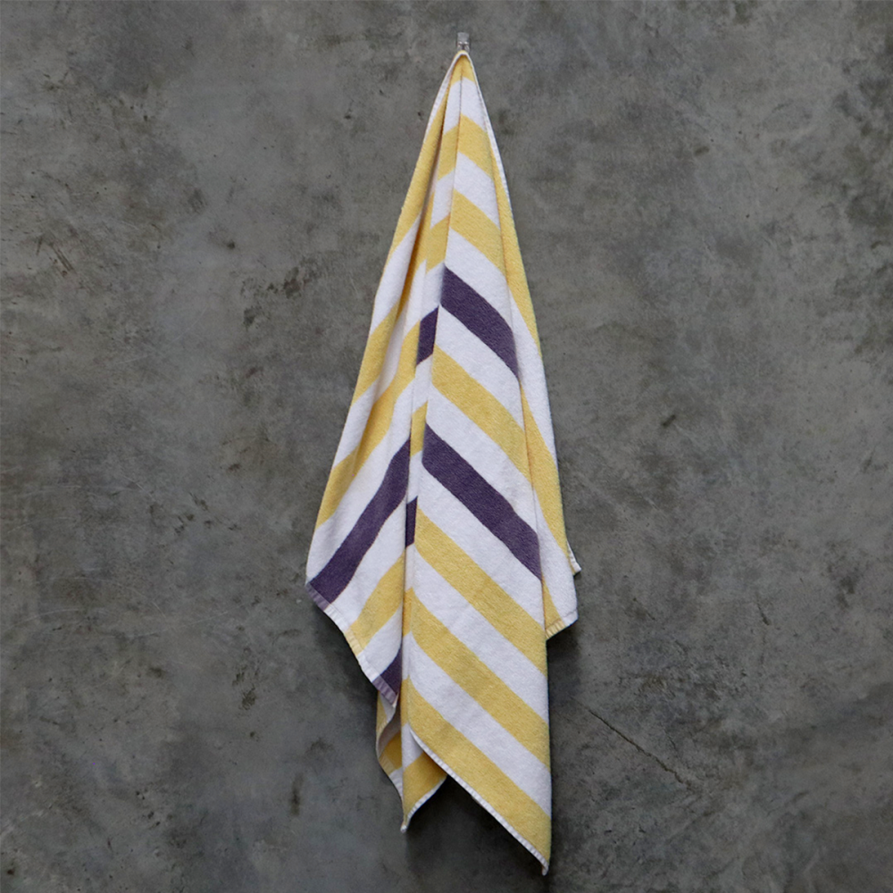 Pool Towel - Weavers Striped 150cm (Yellow/Purple)