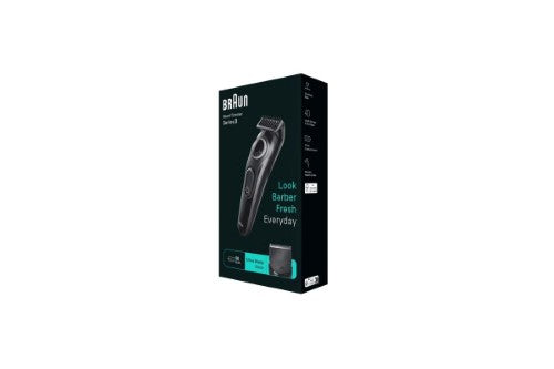 Braun 3 BT3420 Beard Trimmer with 4 styling tools for precise grooming and 40 adjustable lengths.