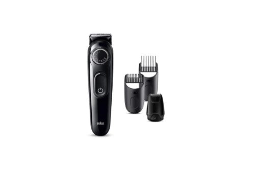 Braun 3 BT3420 Beard Trimmer with 4 styling tools, 40 length settings, and ultra-sharp blades for precision grooming.