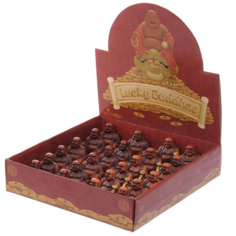 Lucky Buddha Collectable - Mini Wood Effect (Set of 24 Assorted)