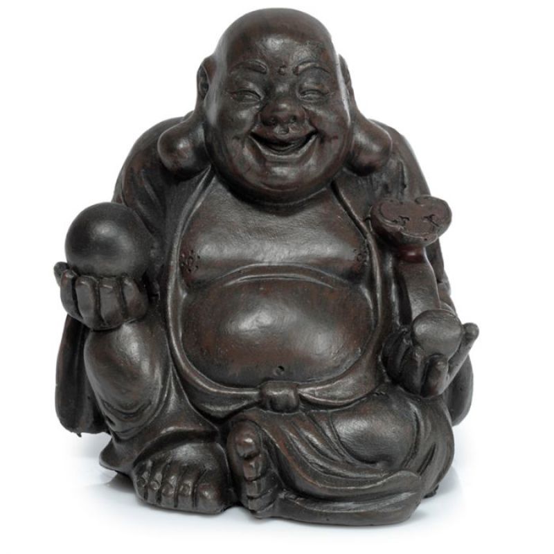 Ornament - Peace of the East Wood Effect Buddha 6cm (Set of 12 Asstd)