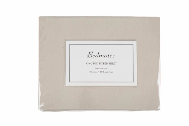 King Single Sheet Set in Oyster by Bedmates, featuring a polyester-cotton blend for comfort and style.