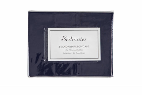 250TC navy polyester cotton pillowcase, soft and durable, designed for comfort and elegance in bedding essentials.