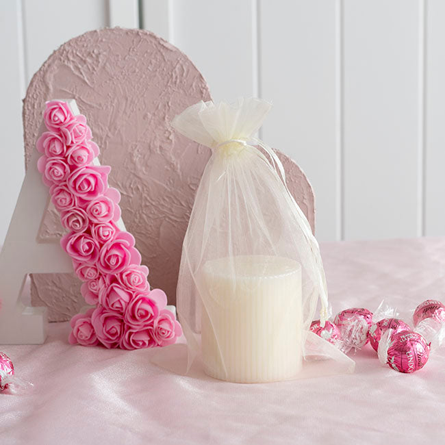 Organza Bag Ivory Pack of 10. 15x24cmH.