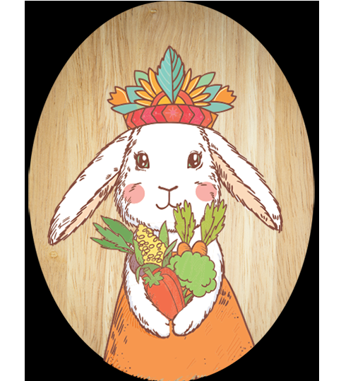 Whimsical Tribal Bunny Princess plywood wall art, eco-friendly and ready to hang, 210mm x 280mm design, perfect for playful decor.