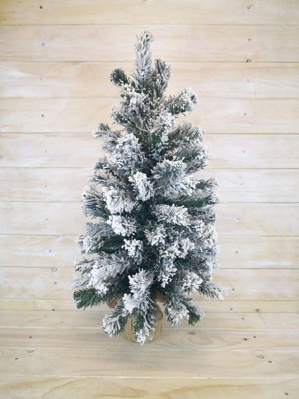 Artificial Snowy Pine Tree with Burlap (24")