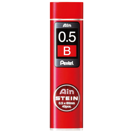 Pentel Ain Stein 0.5mm B leads in eco-friendly tube, strong honeycomb design for smooth writing, pack of 12.