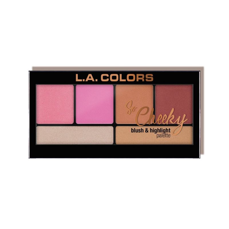 LA Colors So Cheeky Blush & Highlight palette featuring 2 highlighters and 4 blush shades for a vibrant, radiant look.