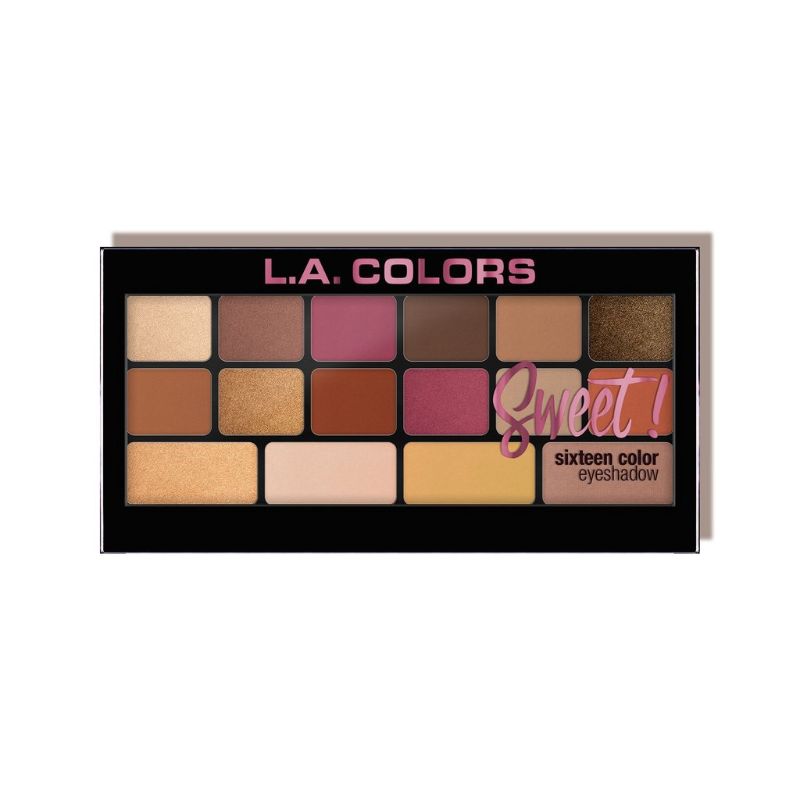 LA Colors Sweet! Brave eyeshadow palette featuring 16 rich shades for bold and subtle eye looks.