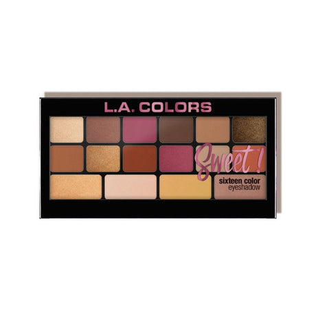 LA Colors Sweet! Brave eyeshadow palette featuring 16 rich shades for bold and subtle eye looks.