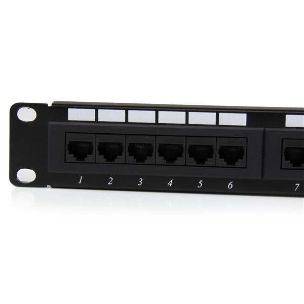 24-Port Rackmount Cat 6 Patch Panel with color-coded ports for easy setup and durable design for LAN and voice connections.