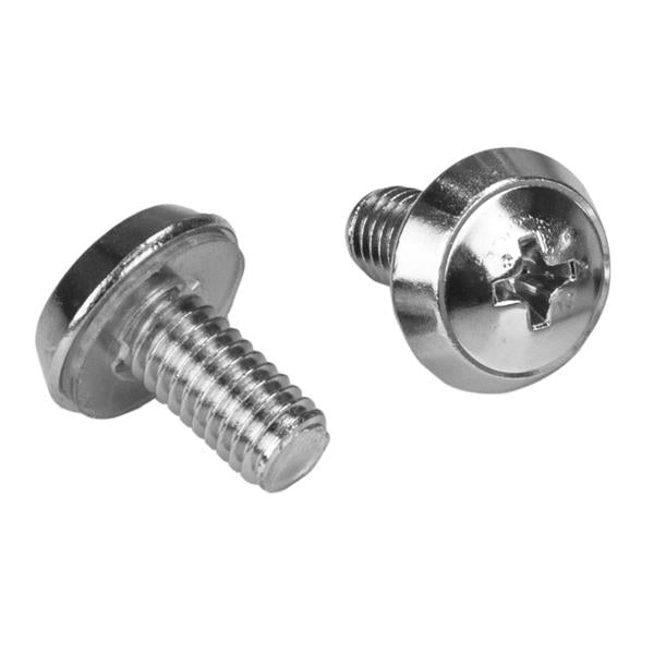 100 pack of durable M6 rack mounting screws and cage nuts for secure server and AV equipment installation.