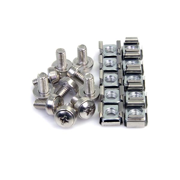 100 pack of durable M6 rack mounting screws and cage nuts for secure server and equipment installation.