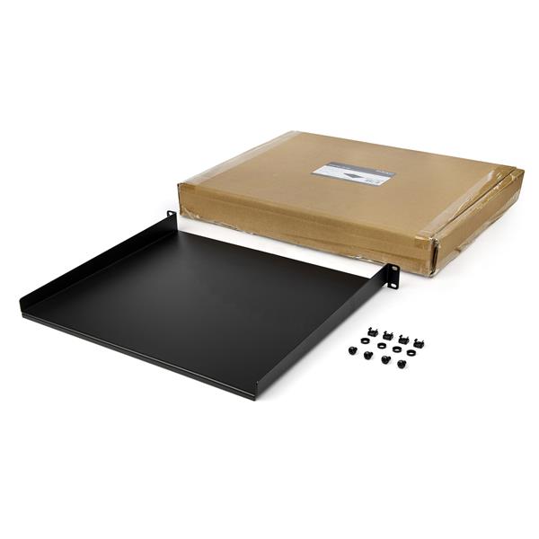 1U Rack Mount Shelf - 16" Deep Cantilever Tray for Up to 44lbs - Ideal for IT Equipment Storage
