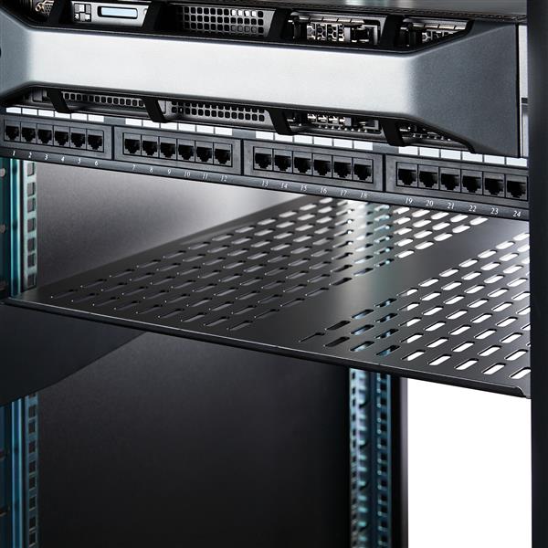 2U Vented Server Rack Shelf - 22in Deep Heavy-Duty Cantilever Shelf for Equipment Storage
