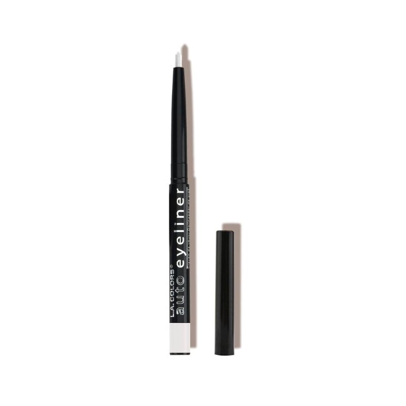 LA Colors Auto Eyeliner in White, a smudge-proof pencil for bold or subtle eye looks, perfect for enhancing makeup versatility.