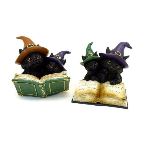 Ornament - Witches Black Cat Magical Spell Book (Set of 2 Asstd)