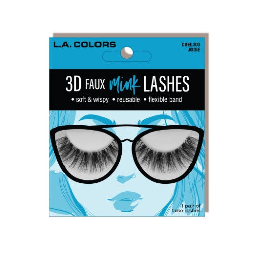 3D Faux Mink Lashes - LA Colors Jodie, offering luxurious volume, curl, and comfort for all-day wear, cruelty-free and reusable.