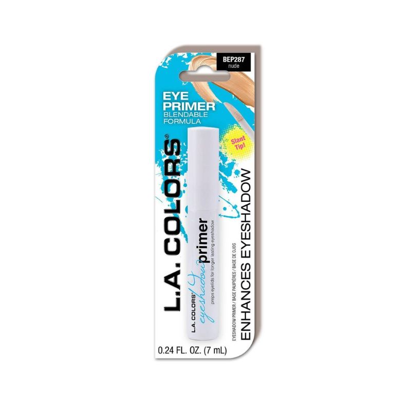 LA Colors Eyeshadow Primer in Nude enhances eyeshadow vibrancy, prevents creasing, and blends seamlessly with skin tones.