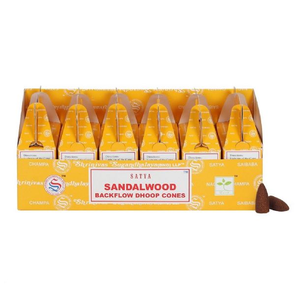 Satya Sandalwood Backflow Incense Cone 6 Pkts x 24 Cones