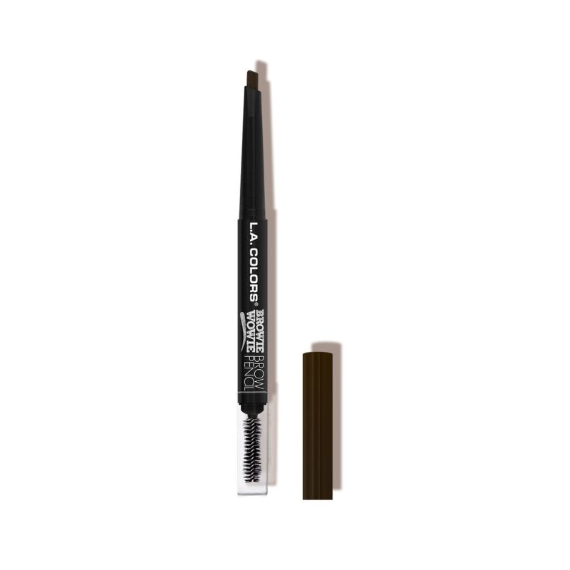 LA Colors Browie Wowie Pencil in Medium Brown, slant-tip design with spoolie for natural-looking, well-defined brows.