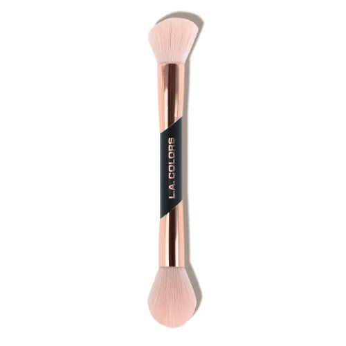 LA Colors Multi-Use Face Brush with soft bristles, dual-ended design for baking, blending, buffing, and contouring.