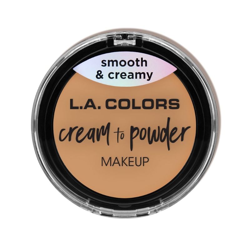 LA Colors Cream to Powder foundation in Nude offers lightweight, full-coverage with a creamy-to-powder finish, compact included.