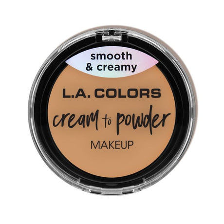 LA Colors Cream to Powder foundation in Nude offers lightweight, full-coverage with a creamy-to-powder finish, compact included.