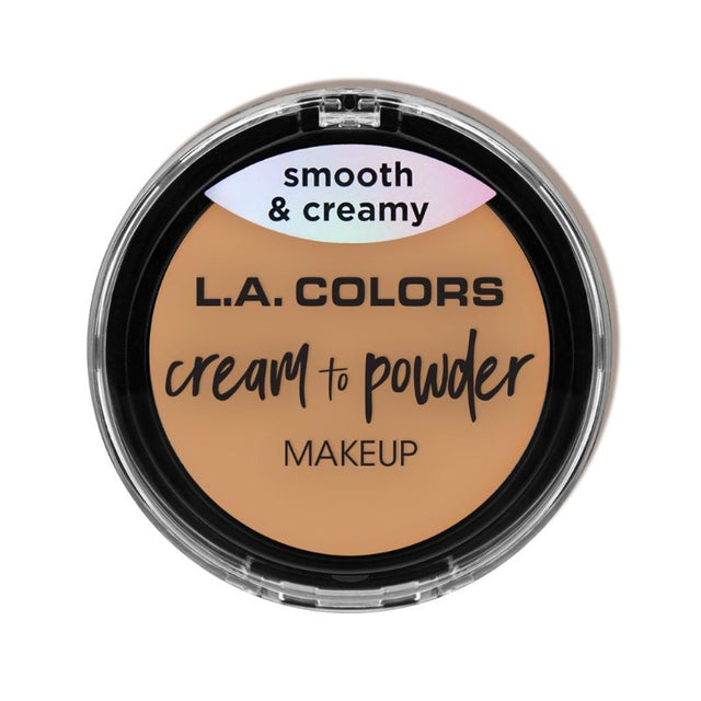 LA Colors Cream to Powder foundation in Nude offers lightweight, full-coverage with a creamy-to-powder finish, compact included.
