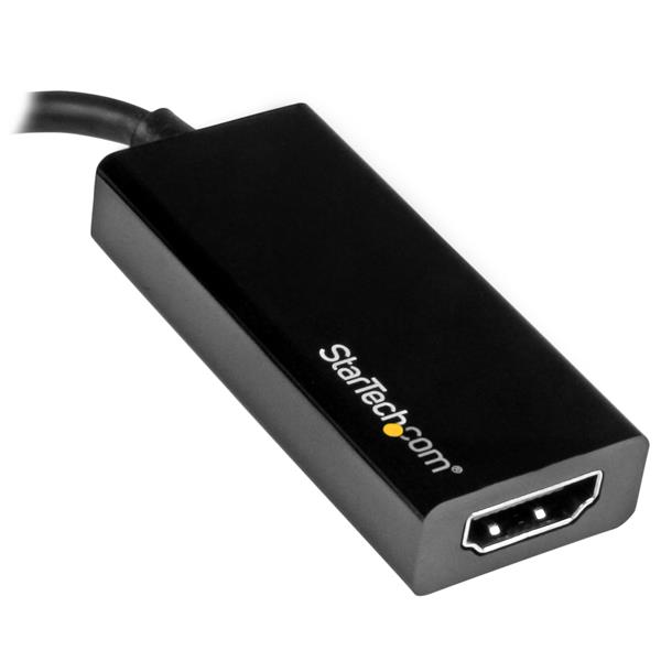 USB-C to HDMI adapter in black, outputs 4K video at 30Hz for MacBook, Chromebook, and iPad Pro with portable design.