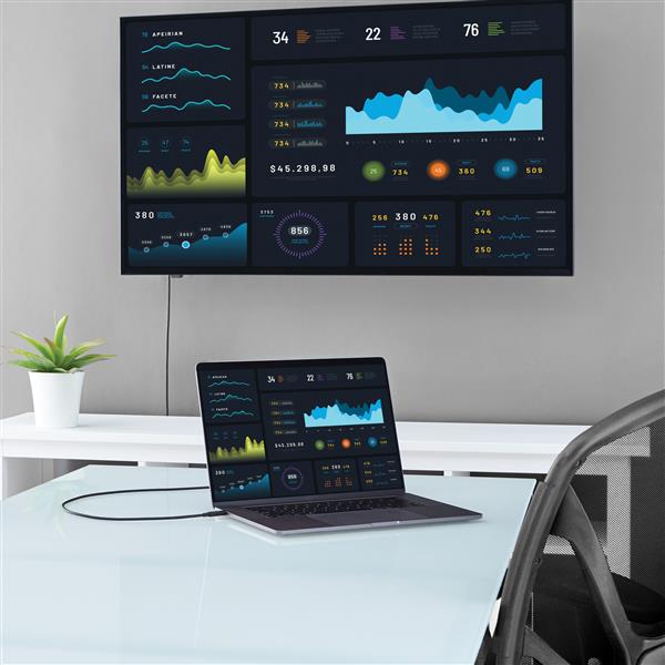 Premium 2m USB-C to HDMI cable delivers 4K 60Hz visuals, ideal for connecting MacBook and Dell XPS to HDMI displays.
