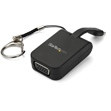 Portable USB C to VGA adapter with keychain, 1080p resolution for seamless connectivity on the go.