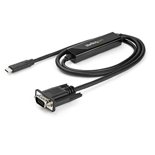 1m USB-C to VGA cable, supports 1920x1200 resolution, ideal for Thunderbolt 3 devices and clutter-free setups.
