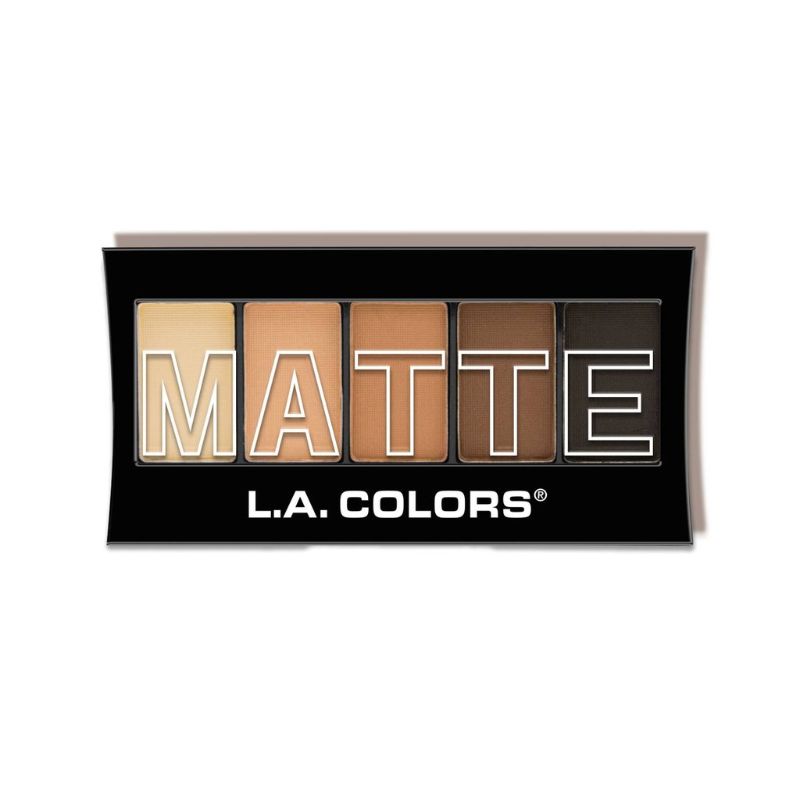 LA Colors Matte 5 Color Eyeshadow palette featuring 5 blendable shades from neutrals to rich browns for versatile looks.
