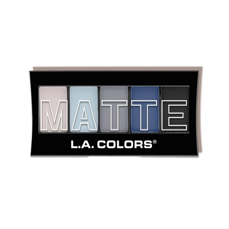 LA Colors Blue Denim eyeshadow palette with 5 matte, blendable shades for versatile makeup looks.