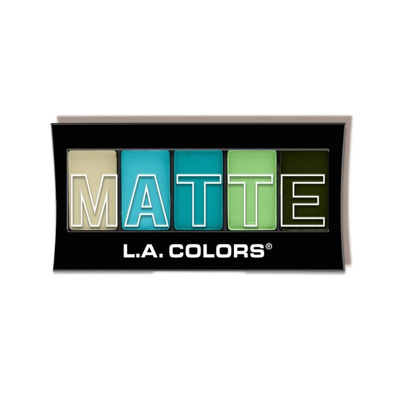 LA Colors Matte 5 Color Eyeshadow palette featuring five blendable matte shades in Teal Argyle for versatile eye looks.