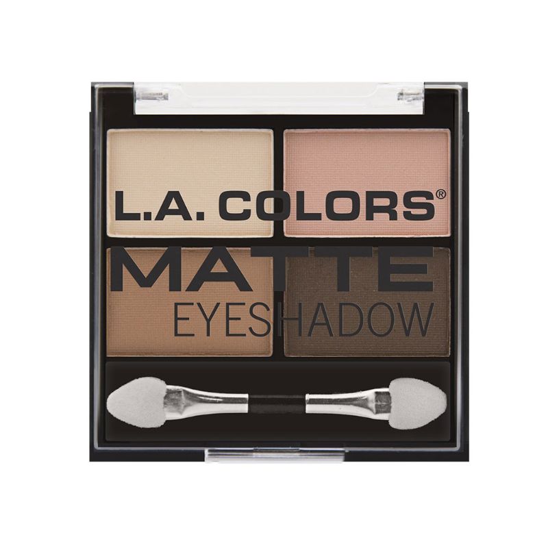 LA Colors 4 Color Matte Eyeshadow palette featuring four nude matte shades for versatile, everyday to evening looks.