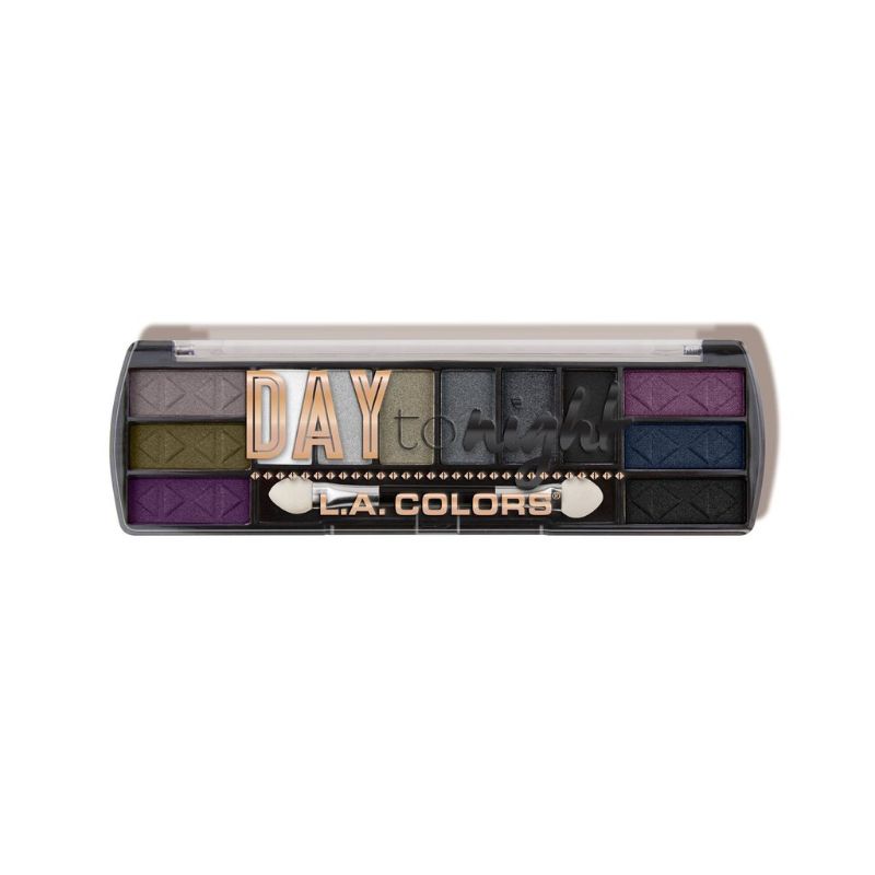12-color LA Colors Nightfall eyeshadow palette featuring versatile shades for day-to-night makeup looks.