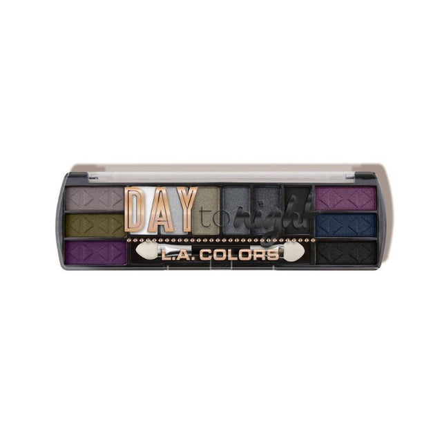 12-color LA Colors Nightfall eyeshadow palette featuring versatile shades for day-to-night makeup looks.